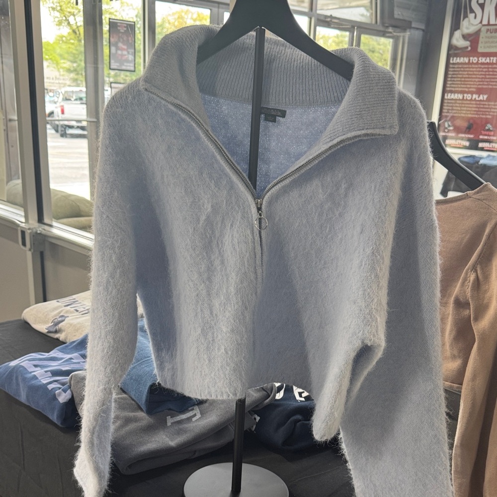 wild fable Light Blue Brushed Half-Zip Turtleneck Sweater